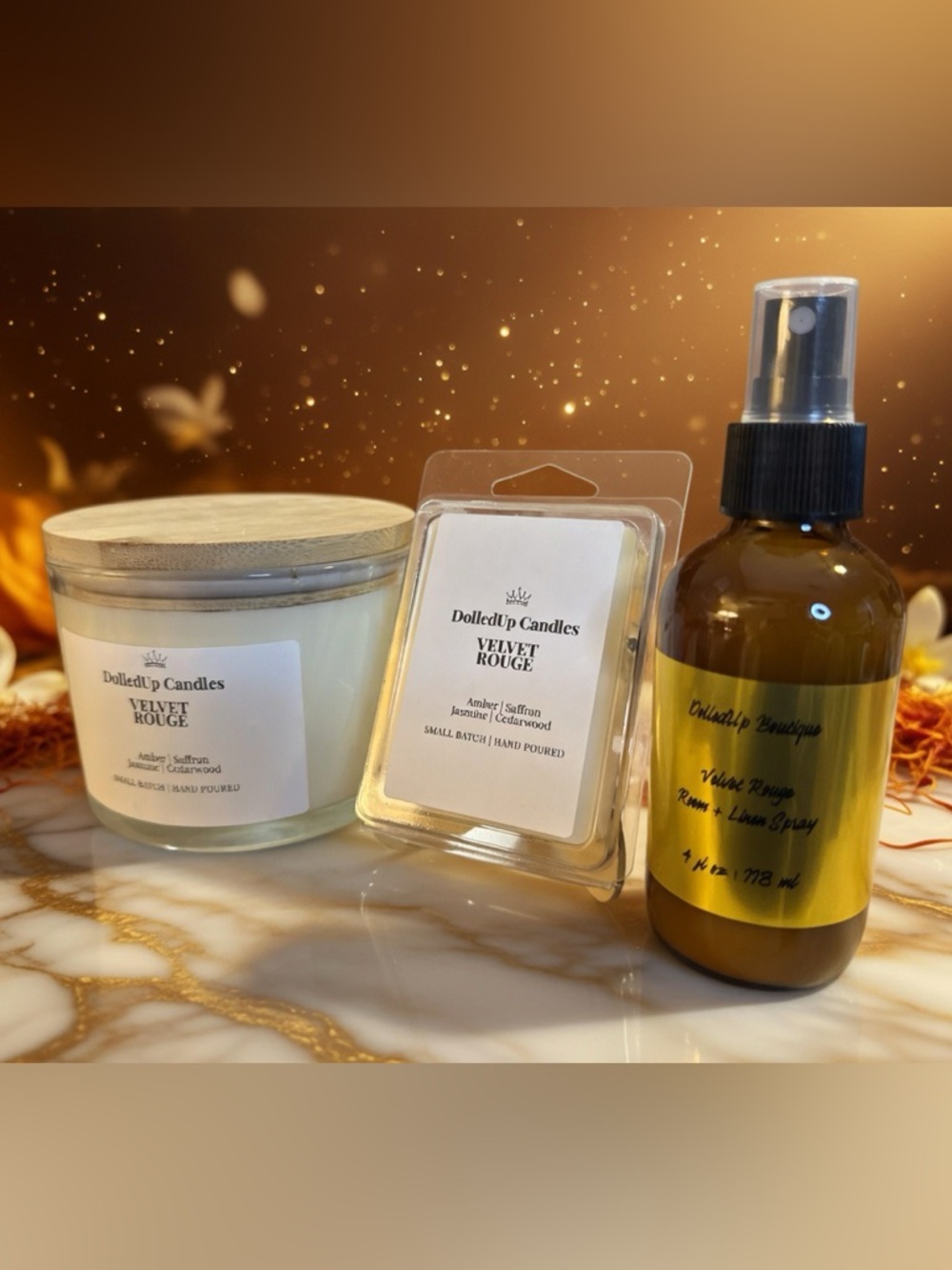 Velvet Rouge Sanctuary Set | Baccarat 540 Dupe Candle Melt & Spray